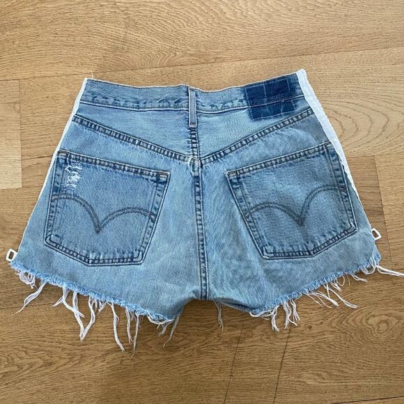 Furst Of A Kind - Distressed High Waist Shorts with White Zipper Side Panels - Picture 3 of 5